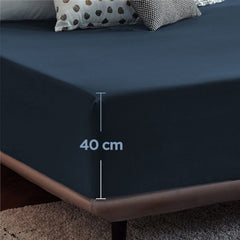 2000TC Hotel Quality Fitted Sheets - 2 Piece Fitted Sheets  -Breathable Bedding - Wrinkle, Fade, Stain Resistant- 16inch/40cm