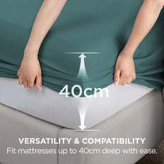 2000TC Hotel Quality Fitted Sheets - 2 Piece Fitted Sheets  -Breathable Bedding - Wrinkle, Fade, Stain Resistant- 16inch/40cm