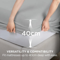 2000TC Hotel Quality Fitted Sheets - 2 Piece Fitted Sheets  -Breathable Bedding - Wrinkle, Fade, Stain Resistant- 16inch/40cm