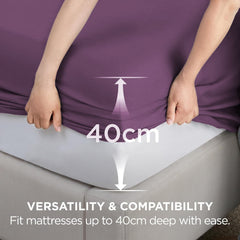 2000TC Hotel Quality Fitted Sheets - 2 Piece Fitted Sheets  -Breathable Bedding - Wrinkle, Fade, Stain Resistant- 16inch/40cm