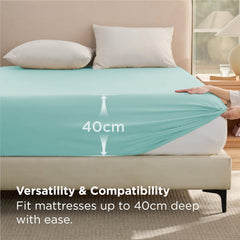 2000TC Hotel Quality Fitted Sheets - 2 Piece Fitted Sheets  -Breathable Bedding - Wrinkle, Fade, Stain Resistant- 16inch/40cm