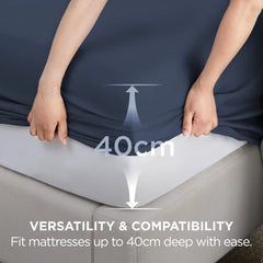 2000TC Hotel Quality Fitted Sheets - 2 Piece Fitted Sheets  -Breathable Bedding - Wrinkle, Fade, Stain Resistant- 16inch/40cm