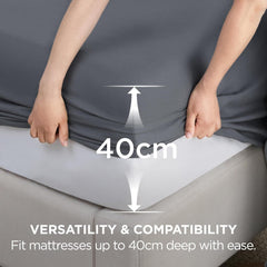 2000TC Hotel Quality Fitted Sheets - 2 Piece Fitted Sheets  -Breathable Bedding - Wrinkle, Fade, Stain Resistant- 16inch/40cm