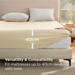 2000TC Hotel Quality Fitted Sheets - 2 Piece Fitted Sheets  -Breathable Bedding - Wrinkle, Fade, Stain Resistant- 16inch/40cm