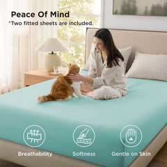 2000TC Hotel Quality Fitted Sheets - 2 Piece Fitted Sheets  -Breathable Bedding - Wrinkle, Fade, Stain Resistant- 16inch/40cm