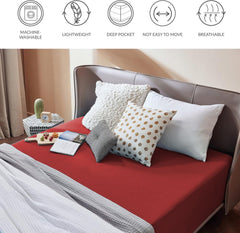 2000TC Hotel Quality Fitted Sheets - 2 Piece Fitted Sheets  -Breathable Bedding - Wrinkle, Fade, Stain Resistant- 16inch/40cm