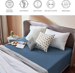 2000TC Hotel Quality Fitted Sheets - 2 Piece Fitted Sheets  -Breathable Bedding - Wrinkle, Fade, Stain Resistant- 16inch/40cm