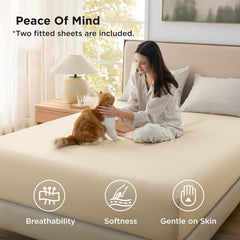 2000TC Hotel Quality Fitted Sheets - 2 Piece Fitted Sheets  -Breathable Bedding - Wrinkle, Fade, Stain Resistant- 16inch/40cm