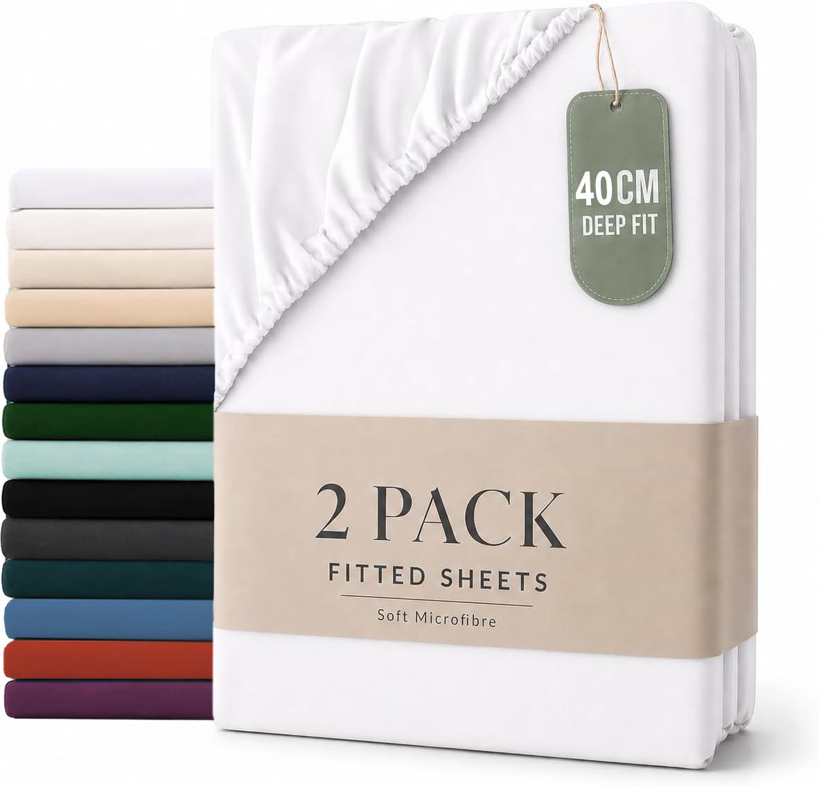 Hotel Quality Fitted sheets - 2 Piece Fitted sheets  -Breathable Bedding - Wrinkle, Fade, Stain Resistant- 26inch/40cm Deep P