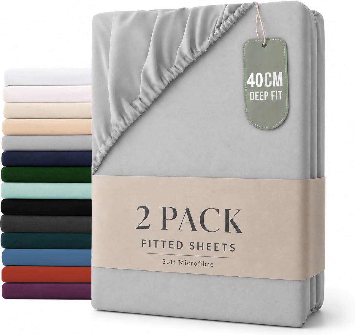 Hotel Quality Fitted sheets - 2 Piece Fitted sheets  -Breathable Bedding - Wrinkle, Fade, Stain Resistant- 26inch/40cm Deep P