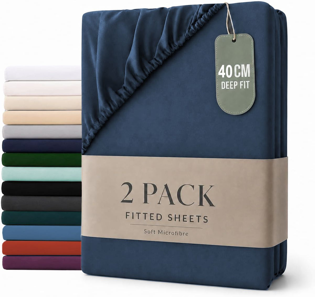 Hotel Quality Fitted sheets - 2 Piece Fitted sheets  -Breathable Bedding - Wrinkle, Fade, Stain Resistant- 26inch/40cm Deep P