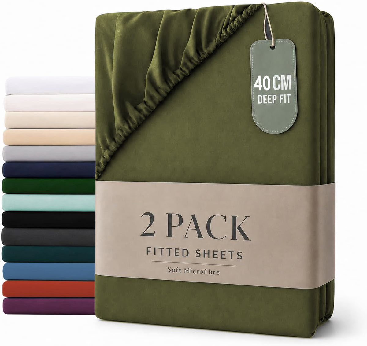 Hotel Quality Fitted sheets - 2 Piece Fitted sheets  -Breathable Bedding - Wrinkle, Fade, Stain Resistant- 26inch/40cm Deep P