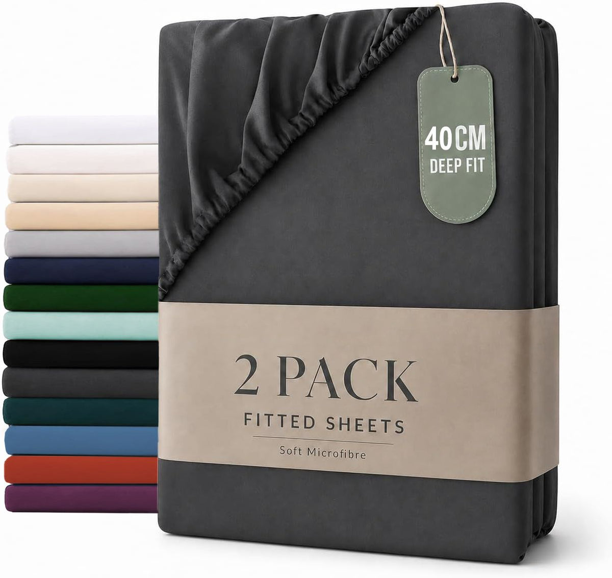 Hotel Quality Fitted sheets - 2 Piece Fitted sheets  -Breathable Bedding - Wrinkle, Fade, Stain Resistant- 26inch/40cm Deep P