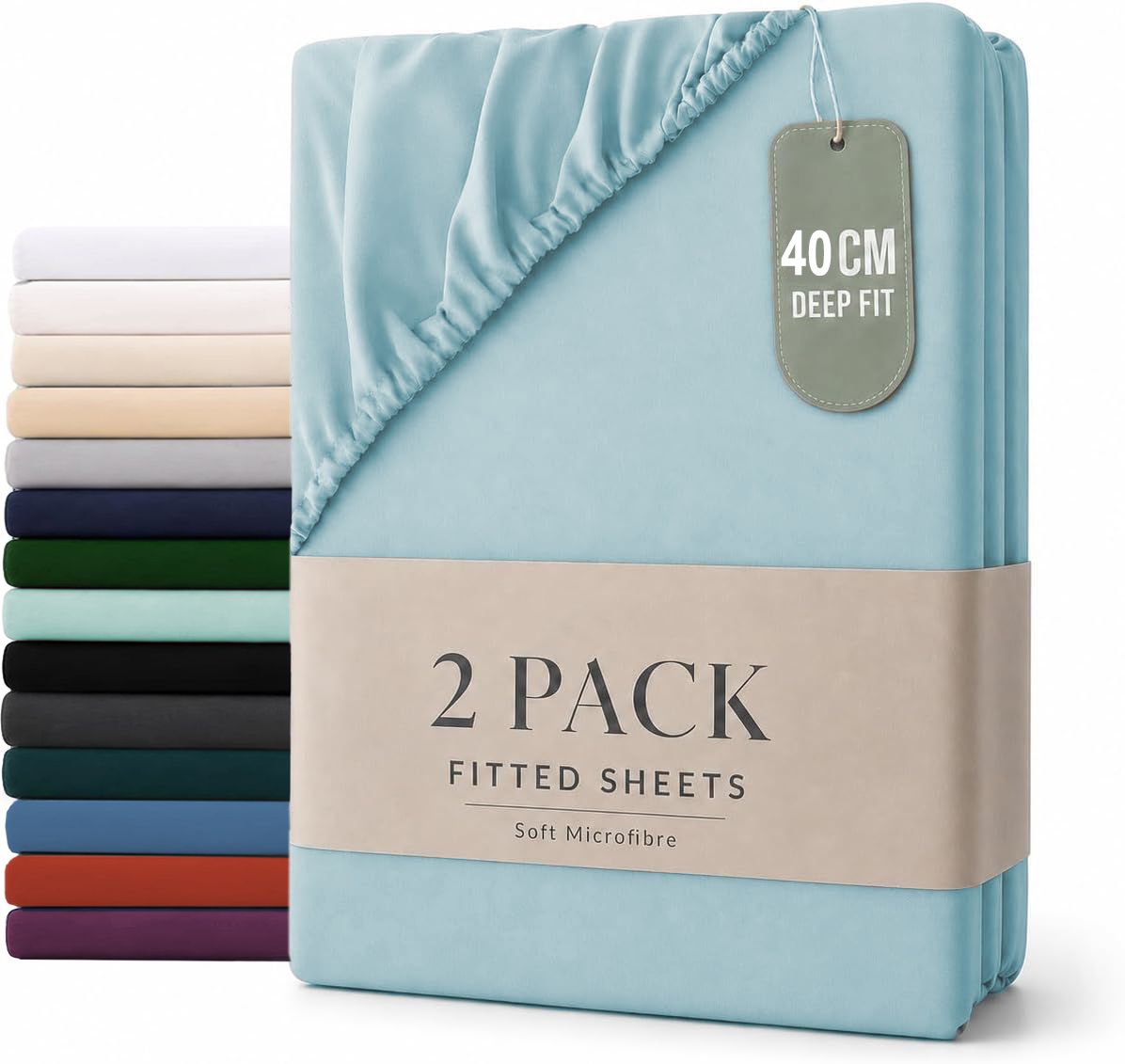 Hotel Quality Fitted sheets - 2 Piece Fitted sheets  -Breathable Bedding - Wrinkle, Fade, Stain Resistant- 26inch/40cm Deep P