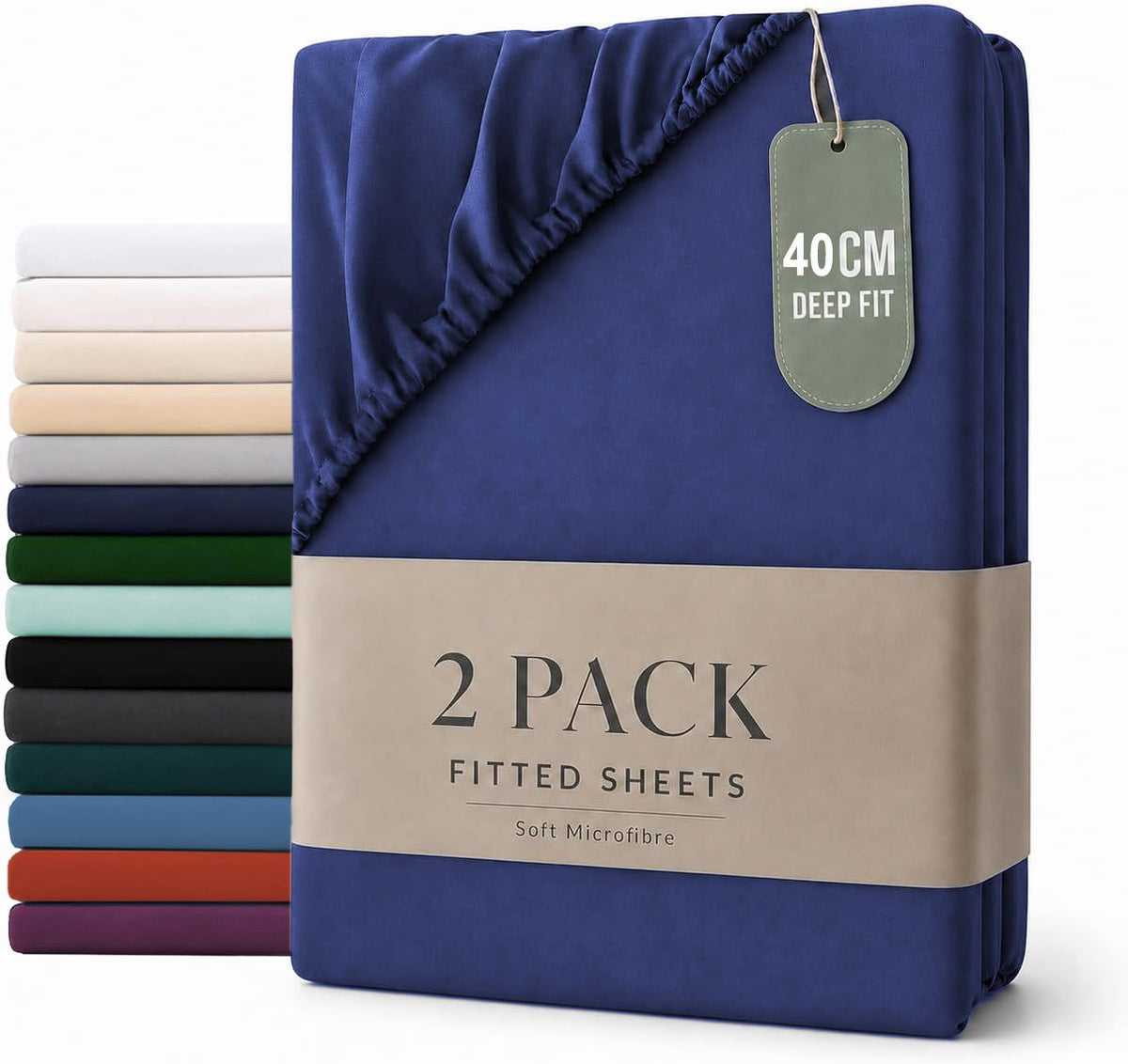 Hotel Quality Fitted sheets - 2 Piece Fitted sheets  -Breathable Bedding - Wrinkle, Fade, Stain Resistant- 26inch/40cm Deep P