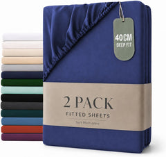 Hotel Quality Fitted sheets - 2 Piece Fitted sheets  -Breathable Bedding - Wrinkle, Fade, Stain Resistant- 26inch/40cm Deep P