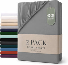 Hotel Quality Fitted sheets - 2 Piece Fitted sheets  -Breathable Bedding - Wrinkle, Fade, Stain Resistant- 26inch/40cm Deep P