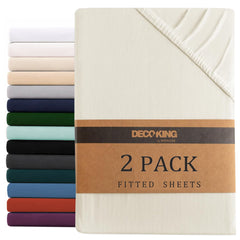 Hotel Quality Fitted sheets - 2 Piece Fitted sheets  -Breathable Bedding - Wrinkle, Fade, Stain Resistant- 26inch/40cm Deep P