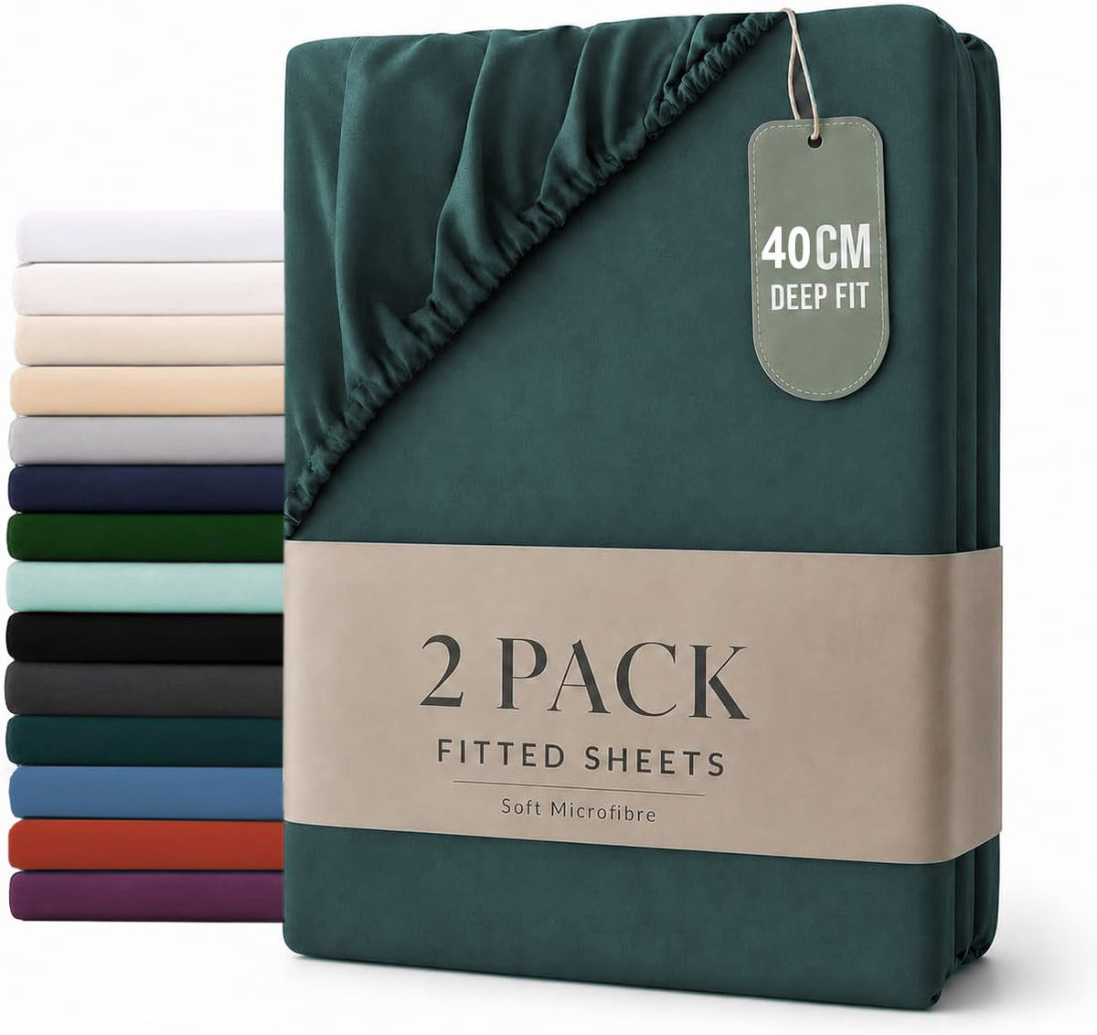 Hotel Quality Fitted sheets - 2 Piece Fitted sheets  -Breathable Bedding - Wrinkle, Fade, Stain Resistant- 26inch/40cm Deep P
