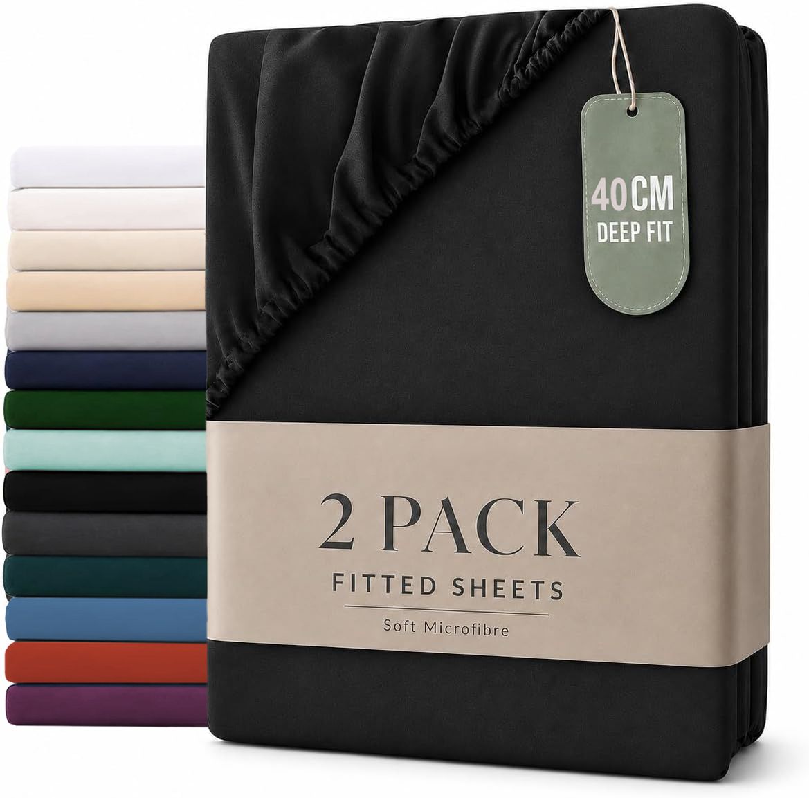 Hotel Quality Fitted sheets - 2 Piece Fitted sheets  -Breathable Bedding - Wrinkle, Fade, Stain Resistant- 26inch/40cm Deep P