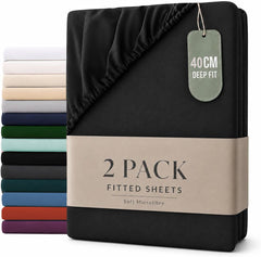 Hotel Quality Fitted sheets - 2 Piece Fitted sheets  -Breathable Bedding - Wrinkle, Fade, Stain Resistant- 26inch/40cm Deep P