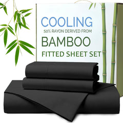 Hotel Breathable Bamboo Fitted Sheet & Pillowcase-3 Piece-Ultra Soft 2000TC Breathable Fitted Bed Sheets Set with 37 Centimet