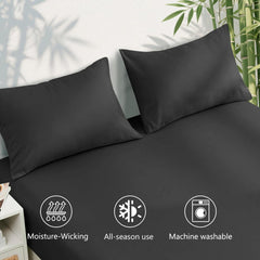 Hotel Breathable Bamboo Fitted Sheet & Pillowcase-3 Piece-Ultra Soft 2000TC Breathable Fitted Bed Sheets Set with 37 Centimet