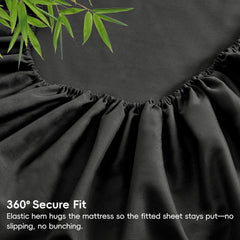Hotel Breathable Bamboo Fitted Sheet & Pillowcase-3 Piece-Ultra Soft 2000TC Breathable Fitted Bed Sheets Set with 37 Centimet