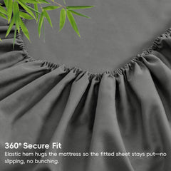 Hotel Breathable Bamboo Fitted Sheet & Pillowcase-3 Piece-Ultra Soft 2000TC Breathable Fitted Bed Sheets Set with 37 Centimet