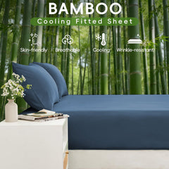 Hotel Breathable Bamboo Fitted Sheet & Pillowcase-3 Piece-Ultra Soft 2000TC Breathable Fitted Bed Sheets Set with 37 Centimet