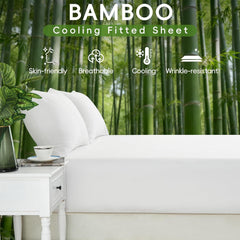 Hotel Breathable Bamboo Fitted Sheet & Pillowcase-3 Piece-Ultra Soft 2000TC Breathable Fitted Bed Sheets Set with 37 Centimet