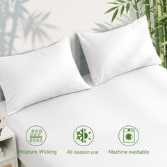 Hotel Breathable Bamboo Fitted Sheet & Pillowcase-3 Piece-Ultra Soft 2000TC Breathable Fitted Bed Sheets Set with 37 Centimet