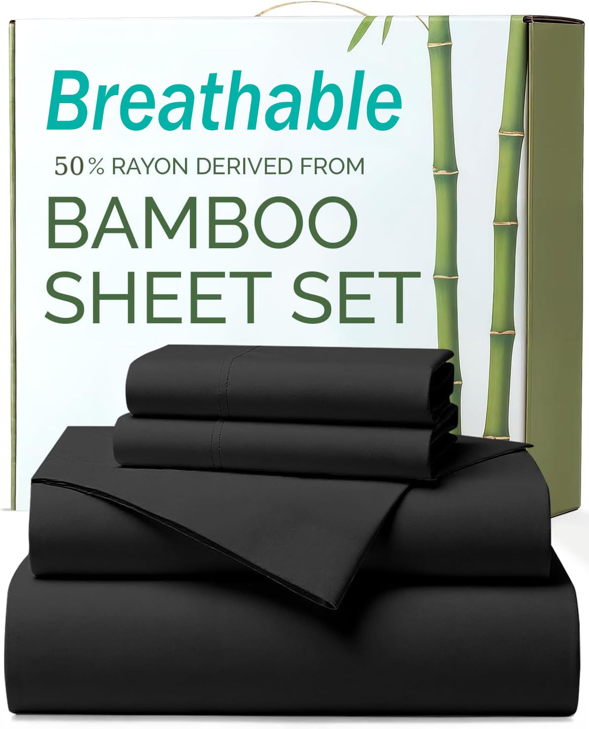 4 Piece Ultra Soft Bamboo Breathable Sheet Set -Hotel 2000TC Breathable Bed Sheets Set with 37 Centimetre Deep Pocket-Breatha