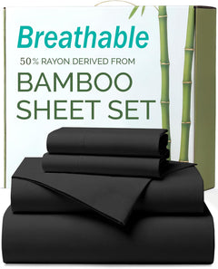 4 Piece Ultra Soft Bamboo Breathable Sheet Set -Hotel 2000TC Breathable Bed Sheets Set with 37 Centimetre Deep Pocket-Breatha