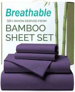 4 Piece Ultra Soft Bamboo Breathable Sheet Set -Hotel 2000TC Breathable Bed Sheets Set with 37 Centimetre Deep Pocket-Breatha