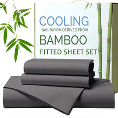 Hotel Breathable Bamboo Fitted Sheet & Pillowcase-3 Piece-Ultra Soft 2000TC Breathable Fitted Bed Sheets Set with 37 Centimet