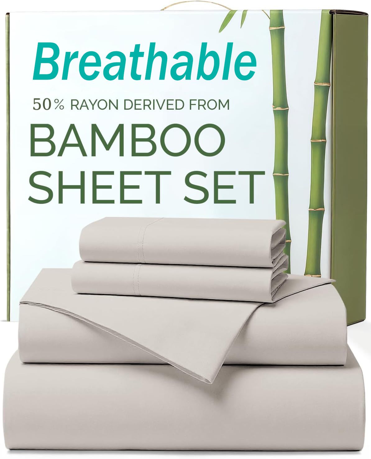 4 Piece Ultra Soft Bamboo Breathable Sheet Set -Hotel 2000TC Breathable Bed Sheets Set with 37 Centimetre Deep Pocket-Breatha