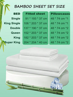 Hotel Breathable Bamboo Fitted Sheet & Pillowcase-2 Piece-Ultra Soft 2000TC Fitted Bed Sheets Set with 37 Centimetre Deep Poc