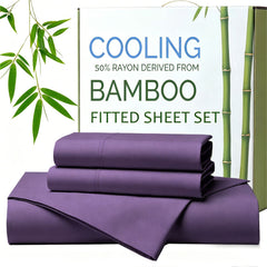 Hotel Breathable Bamboo Fitted Sheet & Pillowcase-3 Piece-Ultra Soft 2000TC Breathable Fitted Bed Sheets Set with 37 Centimet