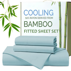 Hotel Breathable Bamboo Fitted Sheet & Pillowcase-3 Piece-Ultra Soft 2000TC Breathable Fitted Bed Sheets Set with 37 Centimet