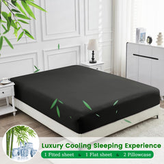 3 Piece Ultra Soft Bamboo Breathable Sheet Set -Hotel 2000TC Breathable Bed Sheets Set with 37 Centimetre Deep Pocket-Breatha