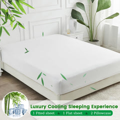 3 Piece Ultra Soft Bamboo Breathable Sheet Set -Hotel 2000TC Breathable Bed Sheets Set with 37 Centimetre Deep Pocket-Breatha