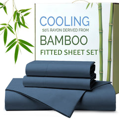 Hotel Breathable Bamboo Fitted Sheet & Pillowcase-3 Piece-Ultra Soft 2000TC Breathable Fitted Bed Sheets Set with 40 Centimet
