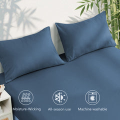Hotel Breathable Bamboo Fitted Sheet & Pillowcase-3 Piece-Ultra Soft 2000TC Breathable Fitted Bed Sheets Set with 40 Centimet