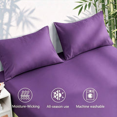 Hotel Breathable Bamboo Fitted Sheet & Pillowcase-3 Piece-Ultra Soft 2000TC Breathable Fitted Bed Sheets Set with 40 Centimet