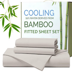 Hotel Breathable Bamboo Fitted Sheet & Pillowcase-3 Piece-Ultra Soft 2000TC Breathable Fitted Bed Sheets Set with 40 Centimet