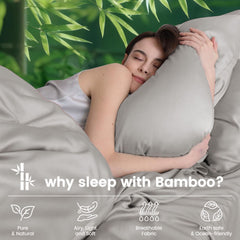 Hotel Breathable Bamboo Fitted Sheet & Pillowcase-3 Piece-Ultra Soft 2000TC Breathable Fitted Bed Sheets Set with 40 Centimet