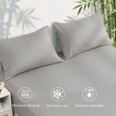 Hotel Breathable Bamboo Fitted Sheet & Pillowcase-3 Piece-Ultra Soft 2000TC Breathable Fitted Bed Sheets Set with 40 Centimet