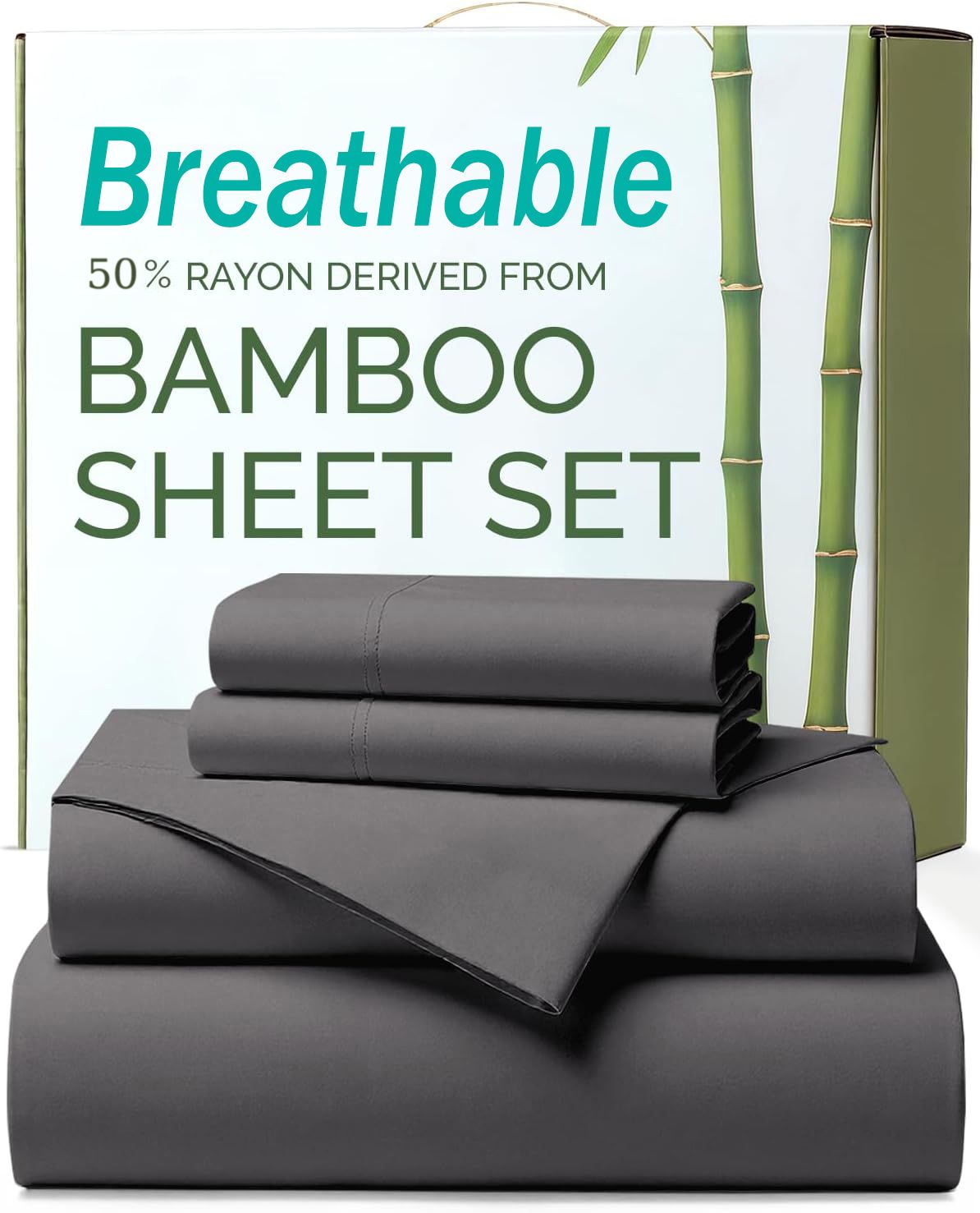 4 Piece Ultra Soft Bamboo Breathable Sheet Set -Hotel 2000TC Breathable Bed Sheets Set with 40 Centimetre Deep Pocket-Breatha