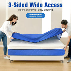 Waterproof Mattress Bag Mattresses Protector Plastic Moving Storage Dust Cover Carry Bed Zipper Packing Reusable Disposal, Extra Thick Heavy Duty, with 8 Handles(Queen)